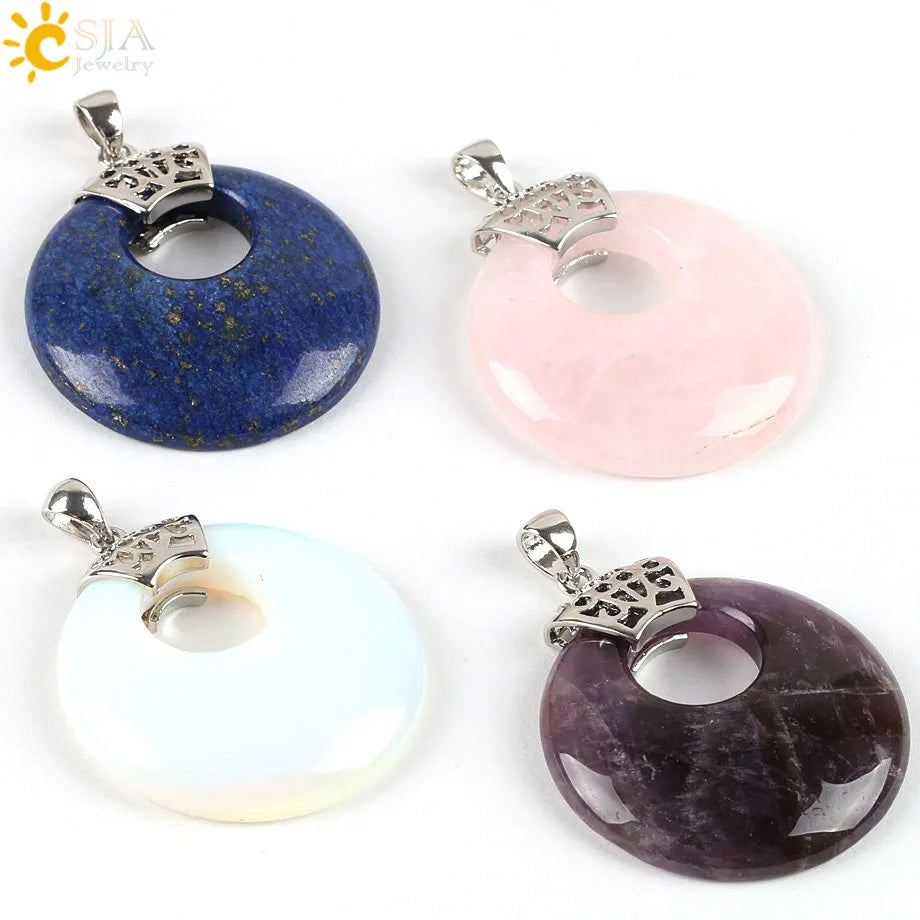 CSJA 1PC Labradorite Pendants Natural Crystal Stone Pendulum for Necklace Hexagonal Point Spectrolite Reiki Jewellery F395