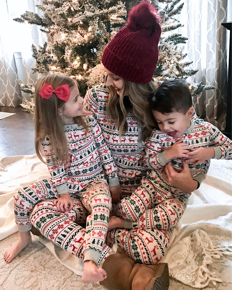 Autumn Christmas Family Look Pajamas Set  Striped Elk Casual Family Matching Outfit Winter Nightwear Sleepwear Cute Pjs Set 2021