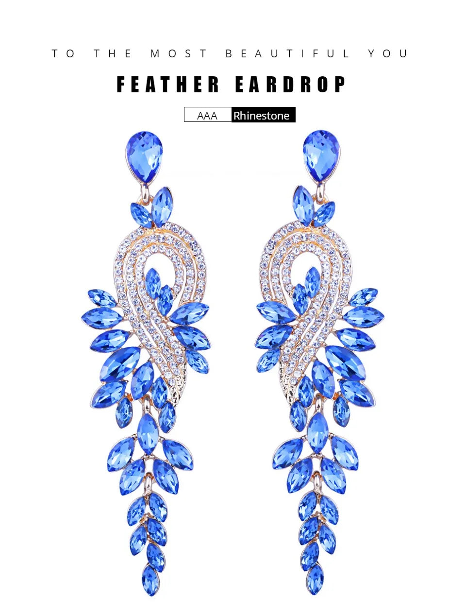 Bridal jewellery Luxury crystal leaf large earrings long drop earrings for women wedding party jewelry accessory