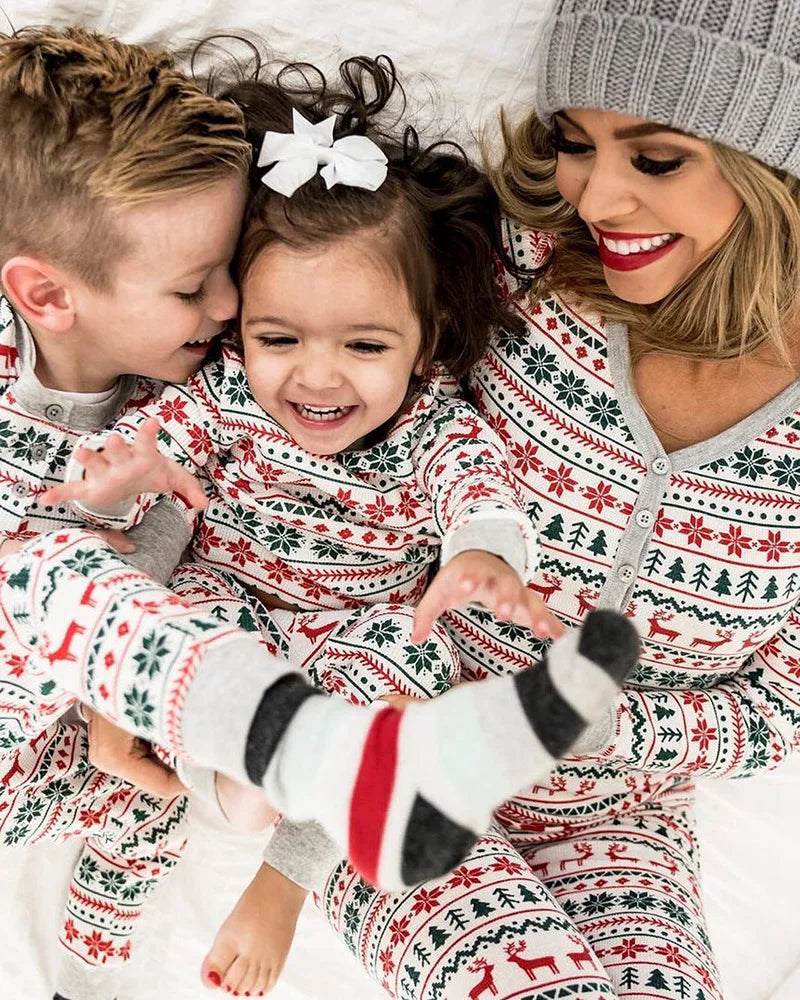 Autumn Christmas Family Look Pajamas Set  Striped Elk Casual Family Matching Outfit Winter Nightwear Sleepwear Cute Pjs Set 2021