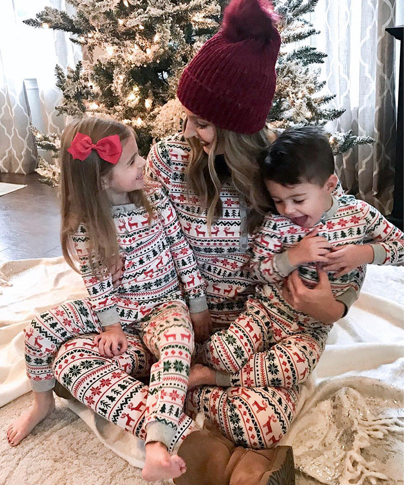 Autumn Christmas Family Look Pajamas Set  Striped Elk Casual Family Matching Outfit Winter Nightwear Sleepwear Cute Pjs Set 2021