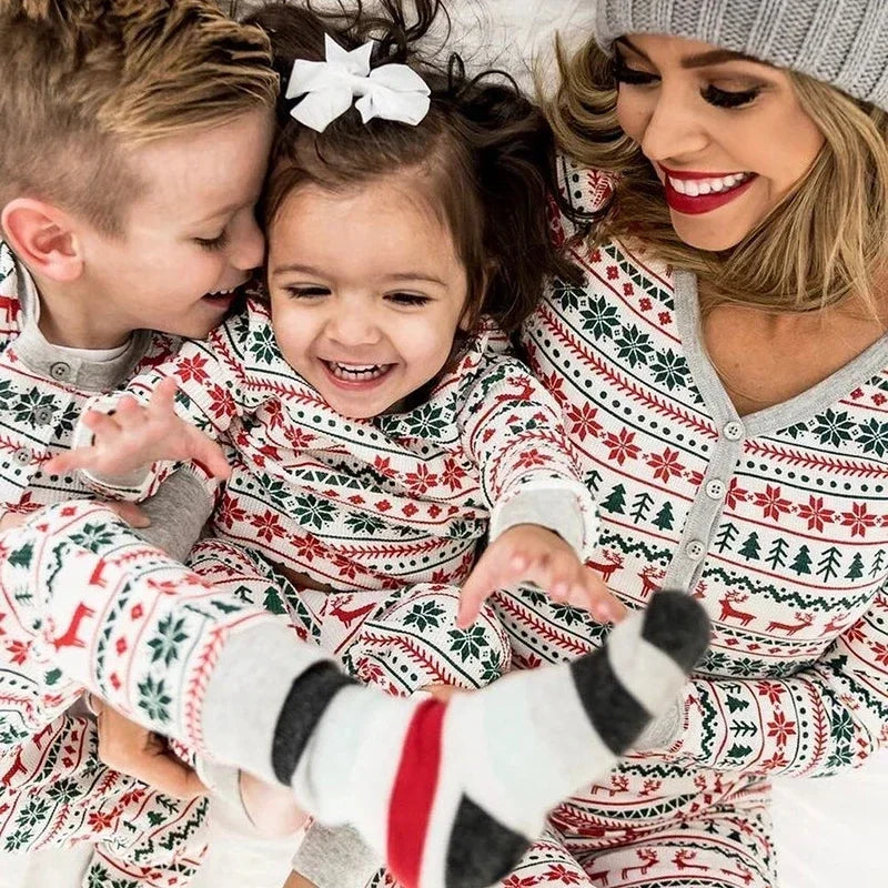 Merry Christmas Pajamas Family Matching Set Mother Father Kids Clothes Family Look Outfit Baby Girl Rompers Sleepwear Pyjamas