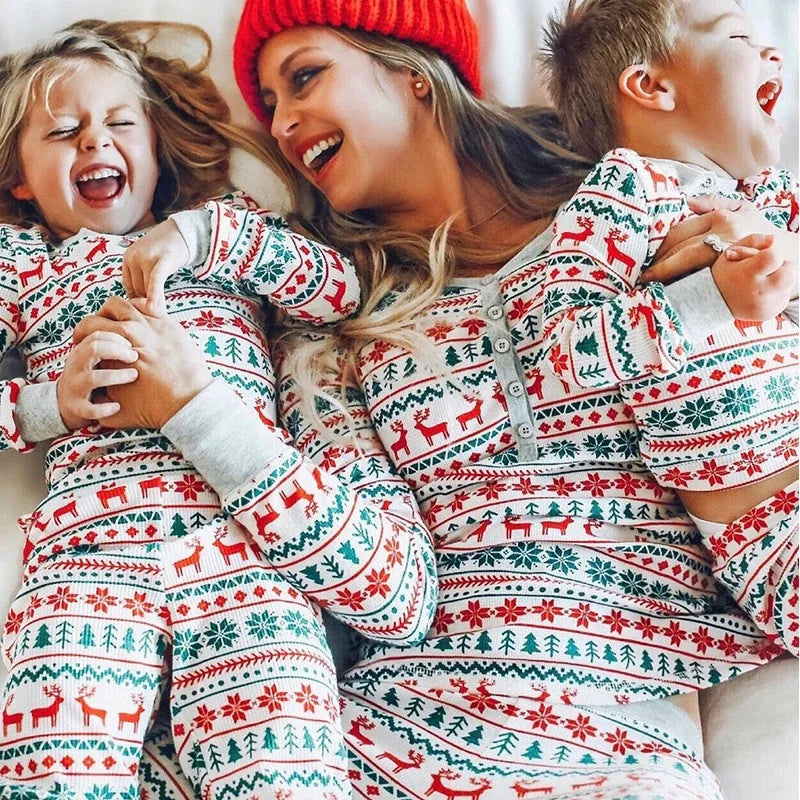 Merry Christmas Pajamas Family Matching Set Mother Father Kids Clothes Family Look Outfit Baby Girl Rompers Sleepwear Pyjamas