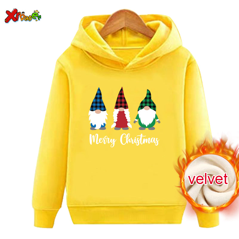 Matching Family Christmas Outfits Hoodie Sweater Clothing Couple Santa Claus Warm Winter Pullover Plus Velvet Couple Outfit Gift