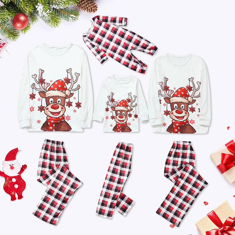 2022 Deer Family Christmas Pajamas Matching Set Adult Kid Baby Dog Xmas Family Matching Outfits Christmas Family Pj's Clothes