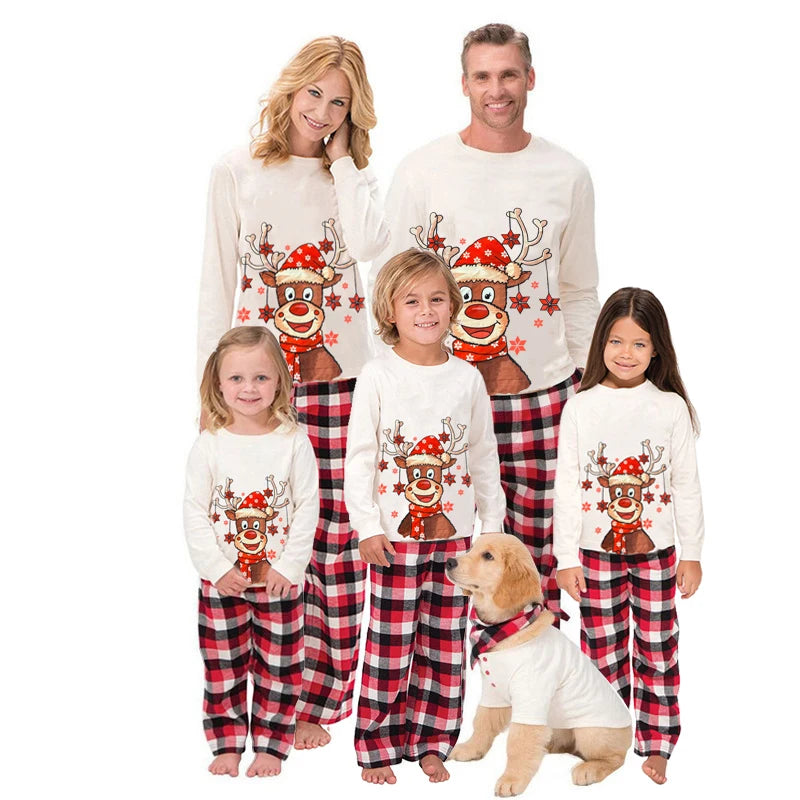 2022 Deer Family Christmas Pajamas Matching Set Adult Kid Baby Dog Xmas Family Matching Outfits Christmas Family Pj's Clothes