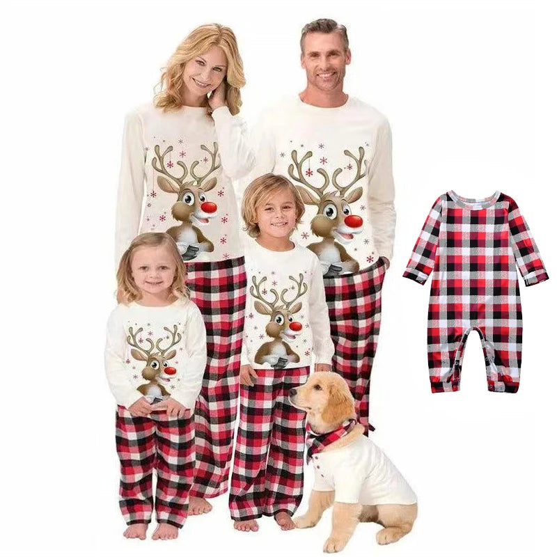 2022 Deer Family Christmas Pajamas Matching Set Adult Kid Baby Dog Xmas Family Matching Outfits Christmas Family Pj's Clothes