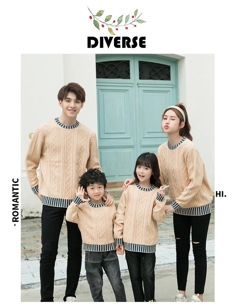 Family Matching Sweaters Spring Autumn Mother Daughter Dad Son Knitted Sweaters Couple Matching Outfit Men Women Kids Baby Tops