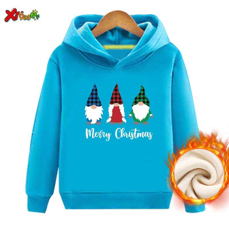 Matching Family Christmas Outfits Hoodie Sweater Clothing Couple Santa Claus Warm Winter Pullover Plus Velvet Couple Outfit Gift