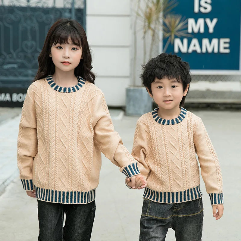 Family Matching Sweaters Spring Autumn Mother Daughter Dad Son Knitted Sweaters Couple Matching Outfit Men Women Kids Baby Tops