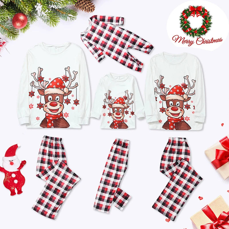 2022 Deer Family Christmas Pajamas Matching Set Adult Kid Baby Dog Xmas Family Matching Outfits Christmas Family Pj's Clothes