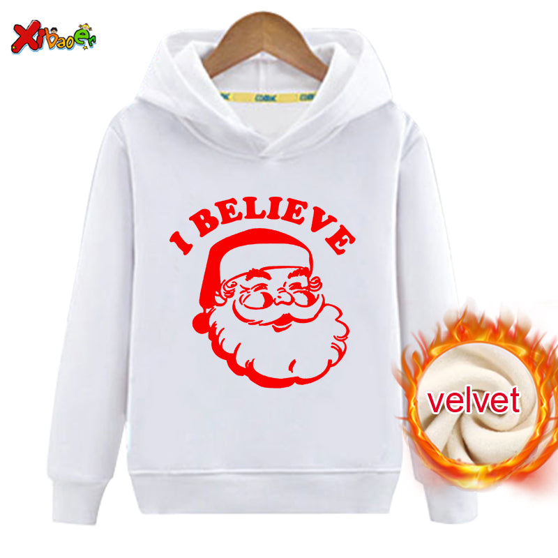 Matching Family Christmas Outfits Hoodie Sweater Clothing Couple Santa Claus Warm Winter Pullover Plus Velvet Couple Outfit Gift