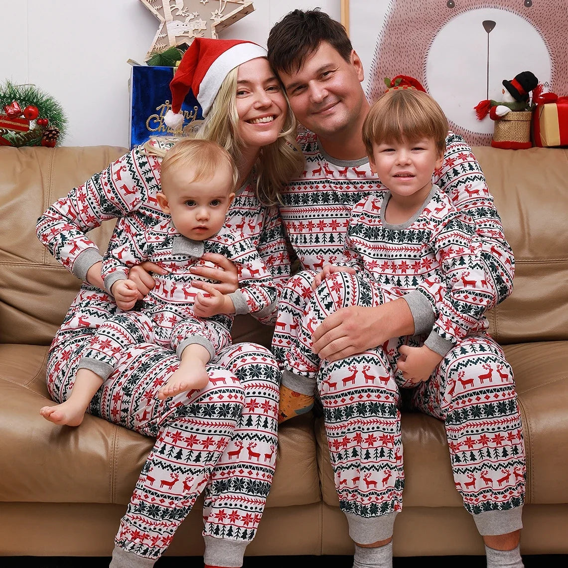 Merry Christmas Pajamas Family Matching Set Mother Father Kids Clothes Family Look Outfit Baby Girl Rompers Sleepwear Pyjamas