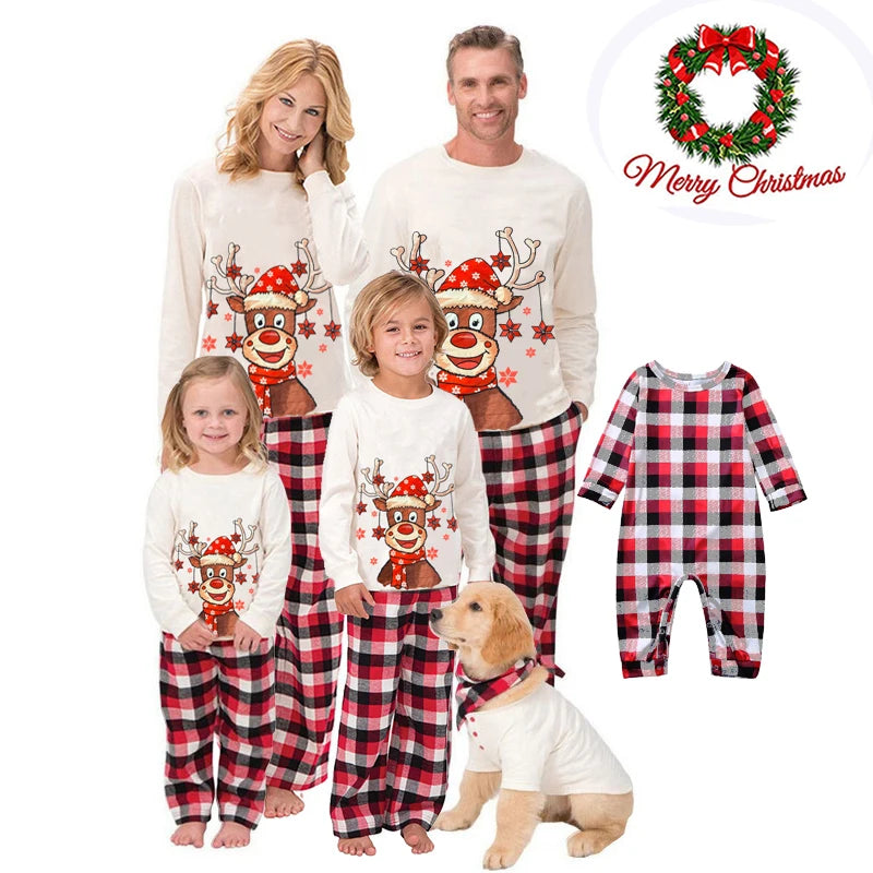 2022 Deer Family Christmas Pajamas Matching Set Adult Kid Baby Dog Xmas Family Matching Outfits Christmas Family Pj's Clothes