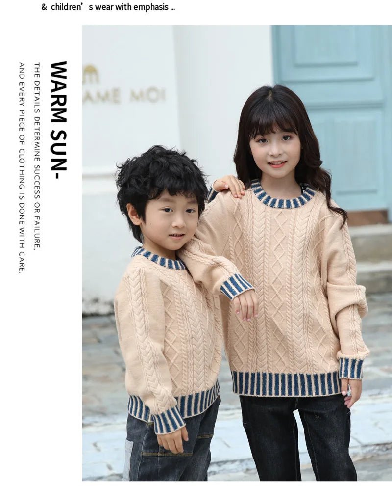 Family Matching Sweaters Spring Autumn Mother Daughter Dad Son Knitted Sweaters Couple Matching Outfit Men Women Kids Baby Tops