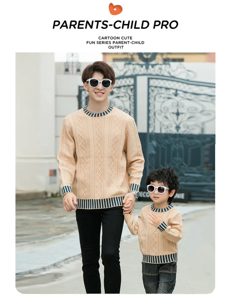 Family Matching Sweaters Spring Autumn Mother Daughter Dad Son Knitted Sweaters Couple Matching Outfit Men Women Kids Baby Tops