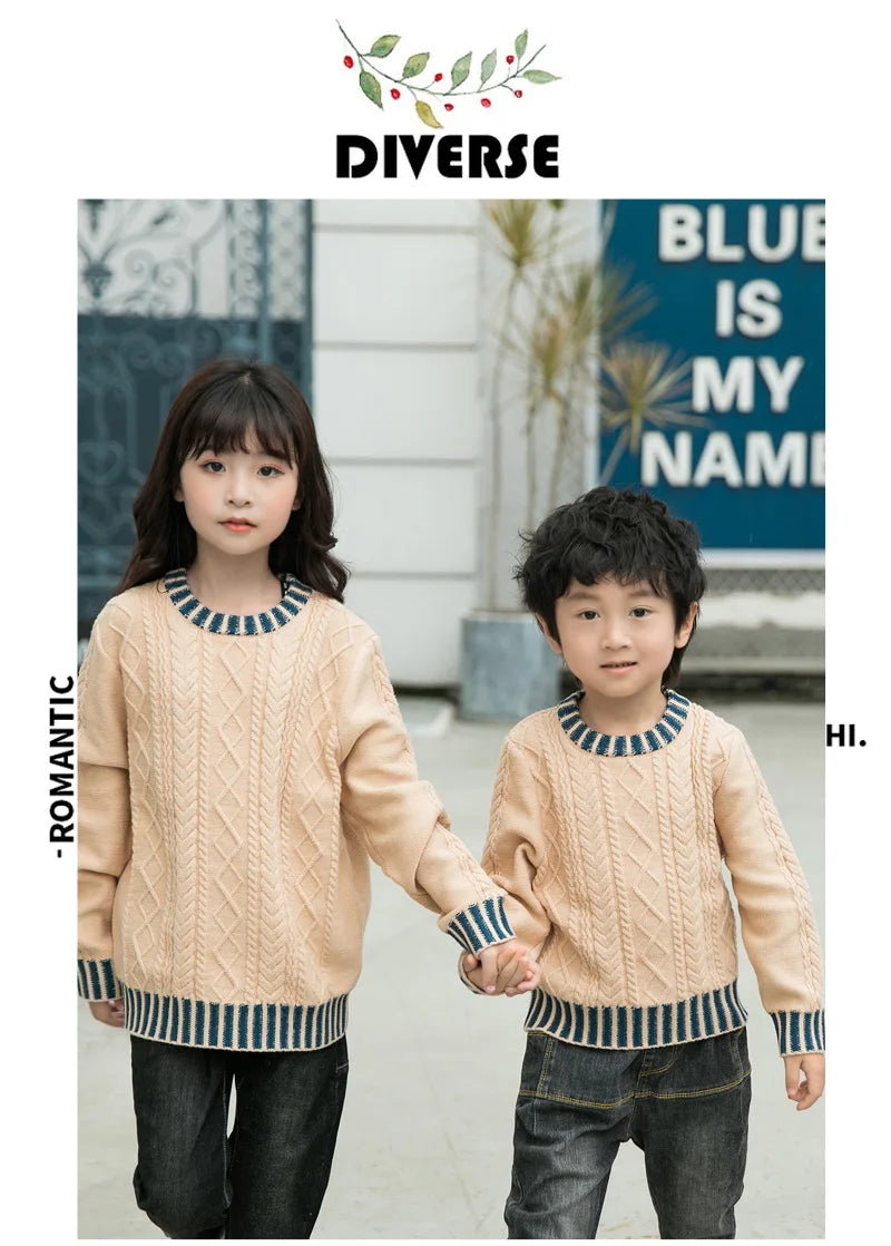 Family Matching Sweaters Spring Autumn Mother Daughter Dad Son Knitted Sweaters Couple Matching Outfit Men Women Kids Baby Tops