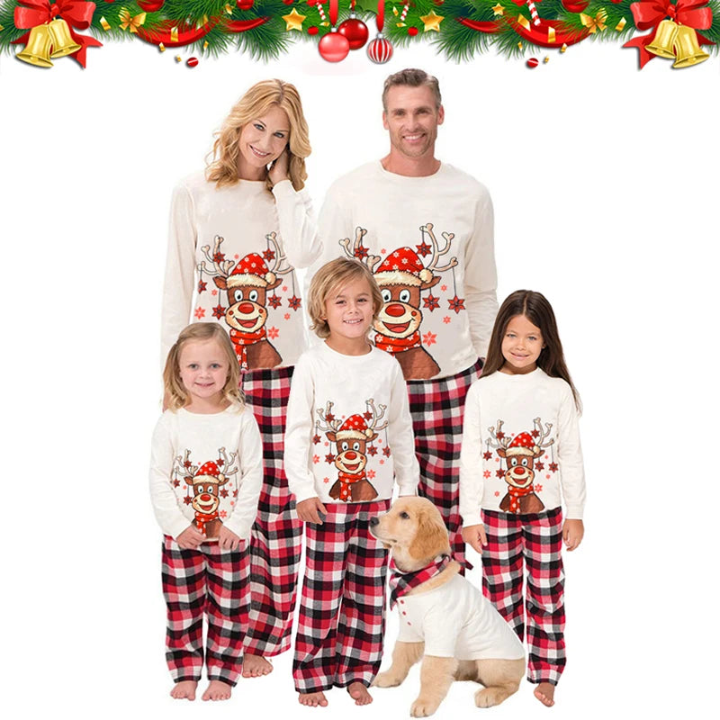 2022 Deer Family Christmas Pajamas Matching Set Adult Kid Baby Dog Xmas Family Matching Outfits Christmas Family Pj's Clothes