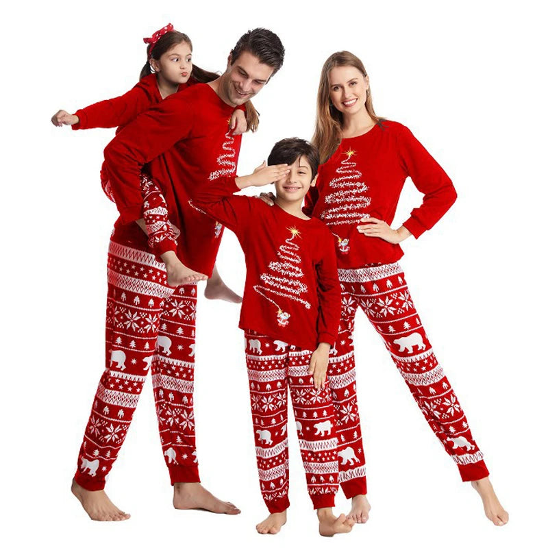 2024 Christmas Family Matching Pajamas Adults Kids Family Outfit Top+Pants 2PCS Xmas Sleepwear Baby Jumpsuit Dog Clothes