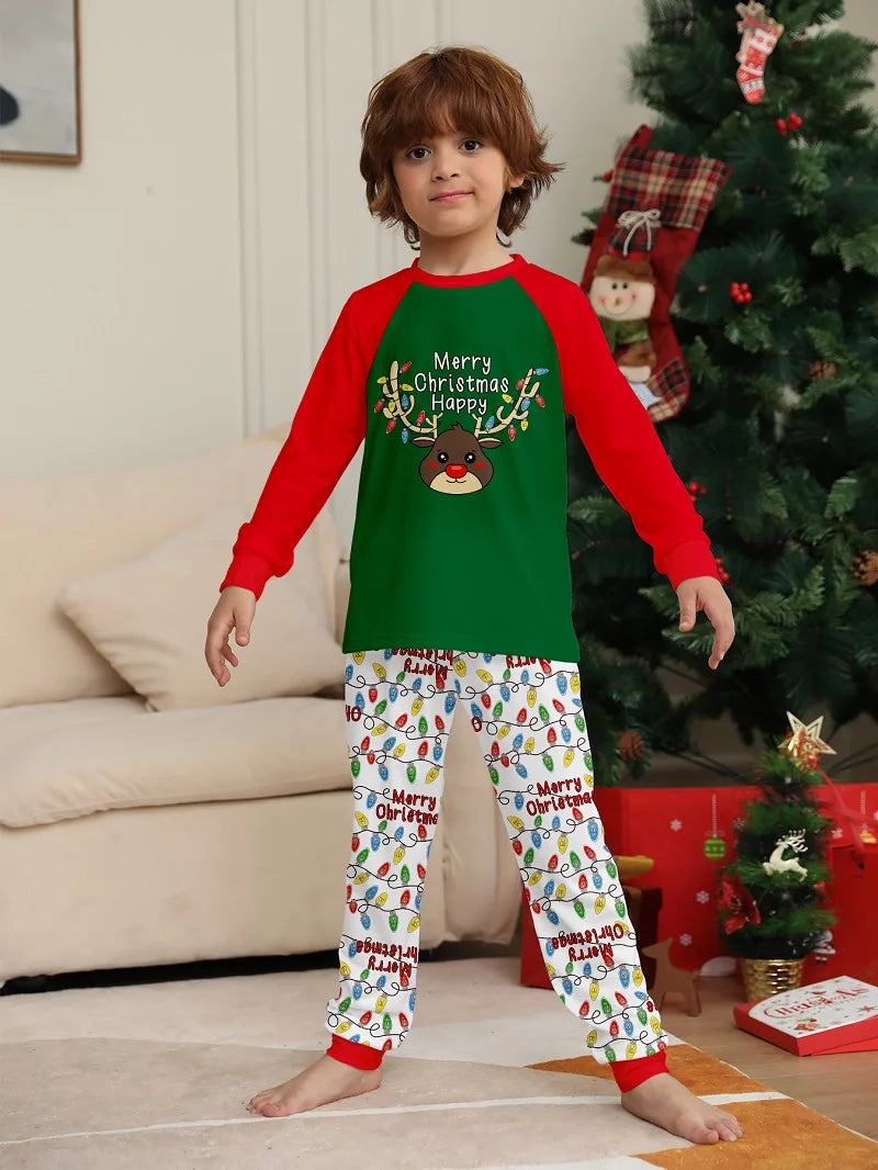 2025 Christmas Family Matching Pajamas Merry Xmas Deer Adult Kid Baby Outfits Tops+Pants 2PCS Xmas Sleepwear Pyjamas Dog Clothes