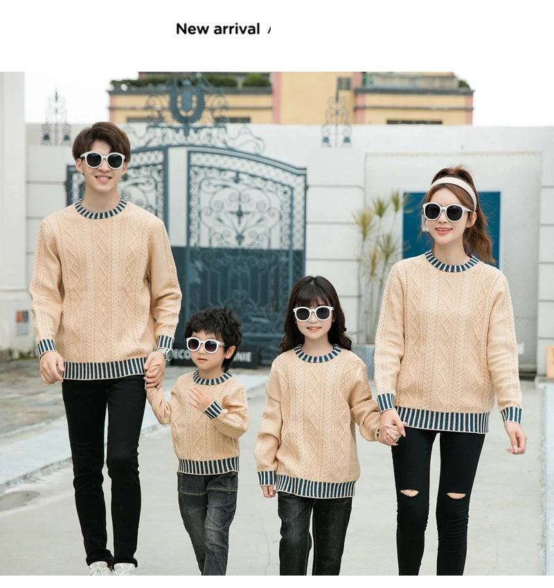 Family Matching Sweaters Spring Autumn Mother Daughter Dad Son Knitted Sweaters Couple Matching Outfit Men Women Kids Baby Tops