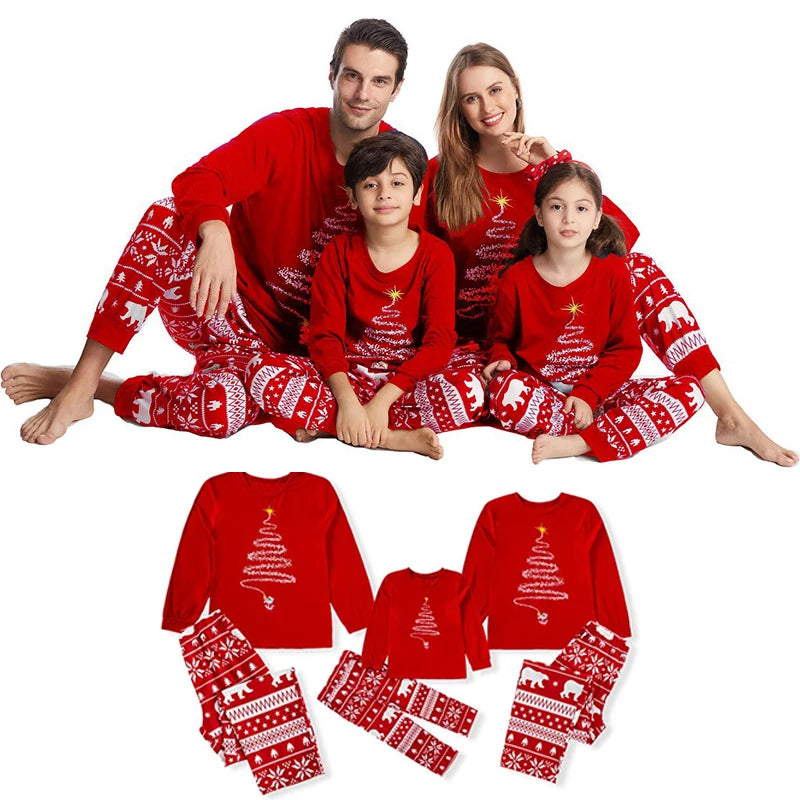 2024 Christmas Family Matching Pajamas Adults Kids Family Outfit Top+Pants 2PCS Xmas Sleepwear Baby Jumpsuit Dog Clothes