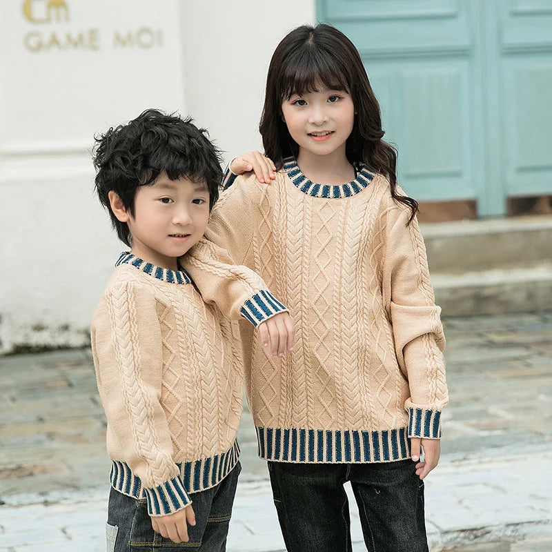 Family Matching Sweaters Spring Autumn Mother Daughter Dad Son Knitted Sweaters Couple Matching Outfit Men Women Kids Baby Tops