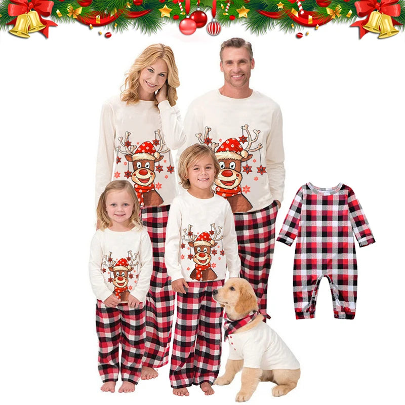 2022 Deer Family Christmas Pajamas Matching Set Adult Kid Baby Dog Xmas Family Matching Outfits Christmas Family Pj's Clothes