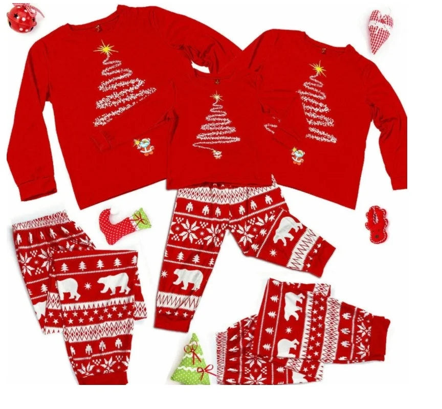 2024 Christmas Family Matching Pajamas Adults Kids Family Outfit Top+Pants 2PCS Xmas Sleepwear Baby Jumpsuit Dog Clothes