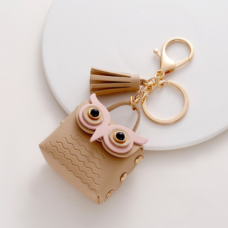 Cute Owl Coin Card Holder Keychain