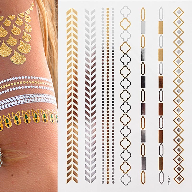 Gold Feathers Shimmering Jewellery Festival Temporary Tattoo