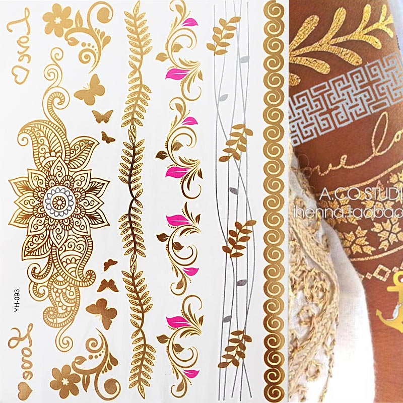 Gold Feathers Shimmering Jewellery Festival Temporary Tattoo