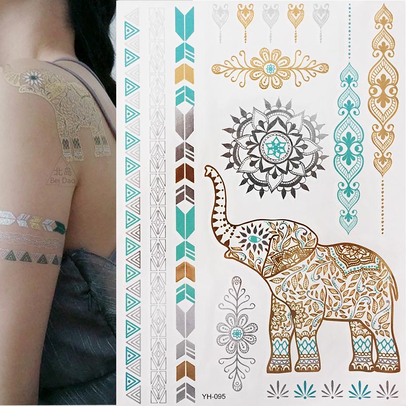 Gold Feathers Shimmering Jewellery Festival Temporary Tattoo